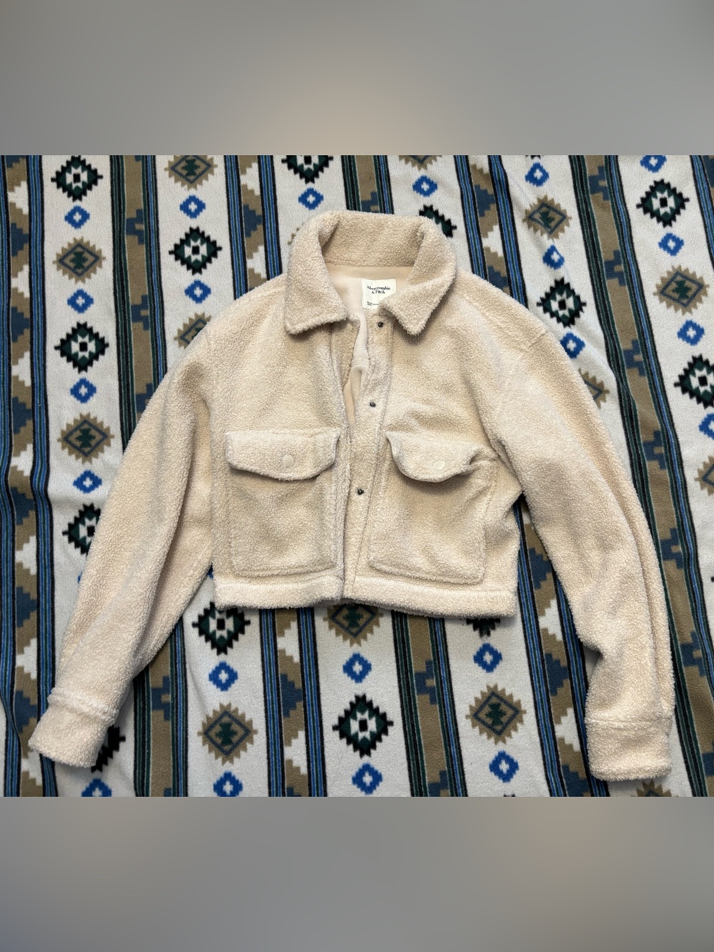 Abercrombie & Fitch Cream Turtleneck Sherpa Sweater